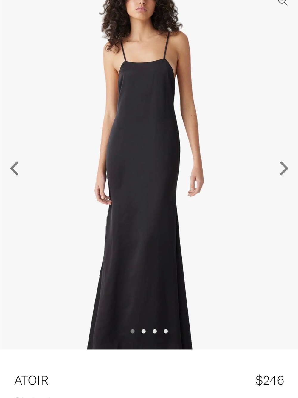 Atoir Sleek Black Slip Maxi Dress with Spaghetti Straps